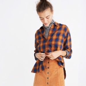 Madewell Orange and Blue Flannel